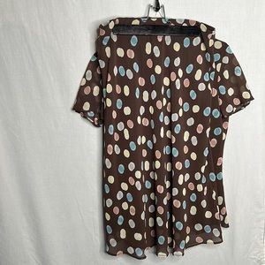 2 Piece brown SILK set with abstract POLKA DOT pattern modern 60s multicoloured